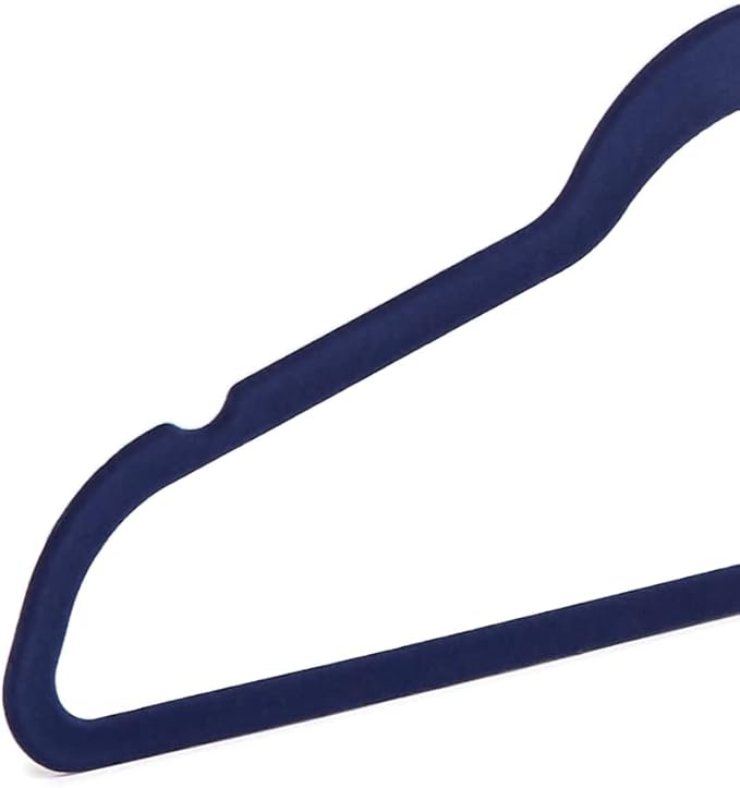 Amazon Basics Slim, Velvet, Non-Slip Suit Clothes Hangers, Navy Blue/Silver - Pack of 50