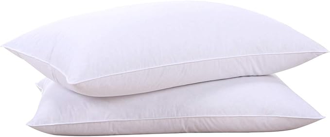 puredown® Goose Feathers and Down White Pillows with 100% Cotton Cover, Bed Sleeping Hotel Collection Pillows Set of 2, Standard Size