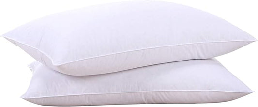 puredown® Goose Feathers and Down White Pillows with 100% Cotton Cover, Bed Sleeping Hotel Collection Pillows Set of 2, Standard Size