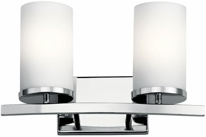 KICHLER Crosby 15" 2 Light Vanity Light Satin Etched Cased Opal Chrome