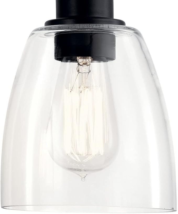 Kichler Meller 15 Inch 2 Light Vanity Light with Clear Glass in Black