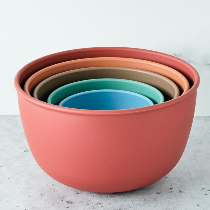 Bamboozle Mixing Bowls | 5 Piece Plant-Based Nesting Bowl Set | Matte Finish | Multi-Color | Dishwasher and Microwave Safe | Desert Bloom