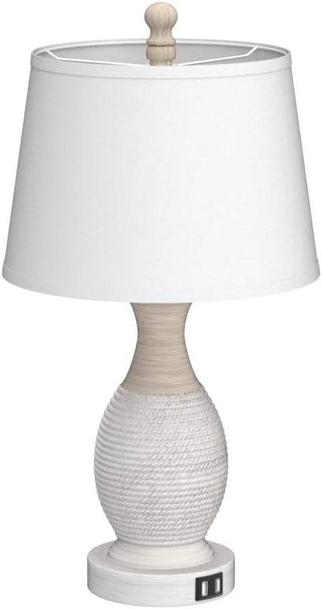 PARTPHONER Table Lamps Set of 2, Bedside Touch Lamp with USB C+A Charging Ports, Side Table Lamp with White Fabric Shade (LED Bulbs Included)