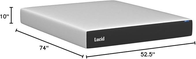 LUCID 10 Inch Memory Foam Mattress - Medium Feel - Infused with Bamboo Charcoal and Gel - Bed in a Box - Temperature Regulating - Pressure Relief - Breathable - Full Size