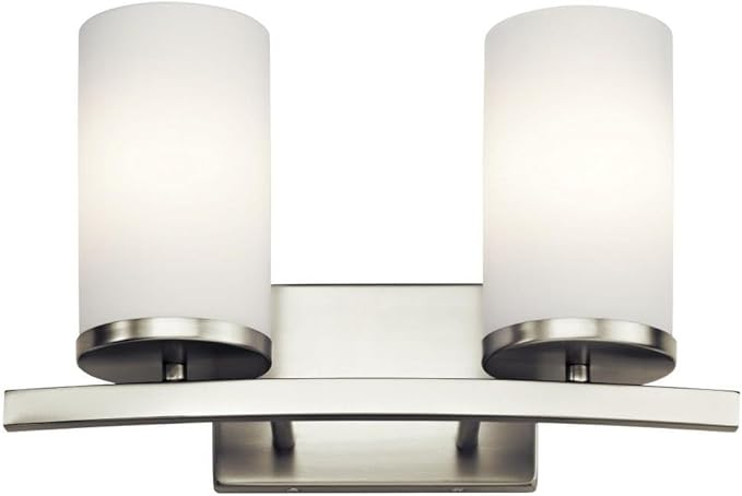 Kichler Crosby 15" 2 Light Vanity Light Satin Etched Cased Opal Brushed Nickel