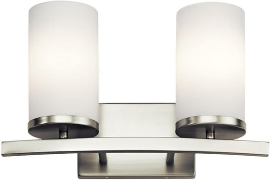 Kichler Crosby 15" 2 Light Vanity Light Satin Etched Cased Opal Brushed Nickel