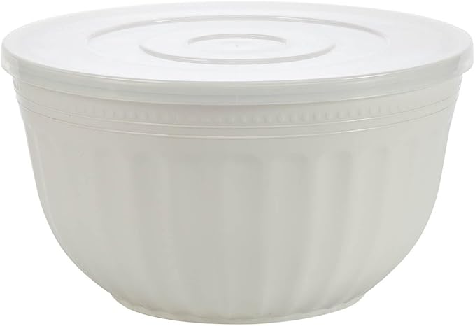 Classic Ceramic-Look Storage Bowls: 6-Pc. Set, Lightweight Plastic with Clear-View Lids. Thick, Sturdy Design. BPA-Free, Dishwasher Safe. Nest for Compact Storage. By Chef's PrideTM
