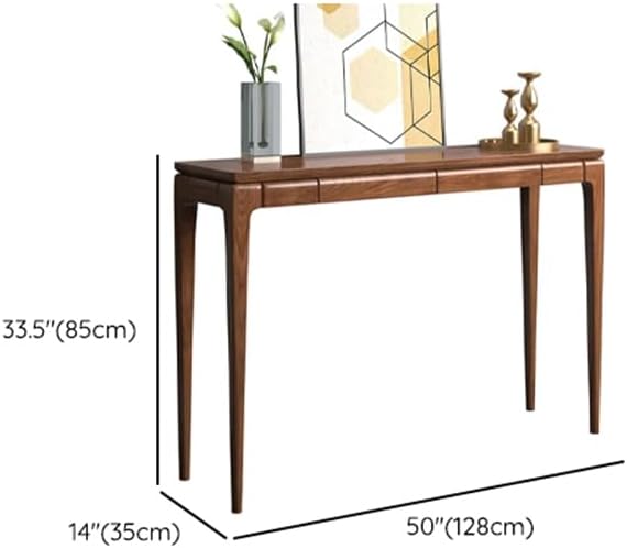 LITFAD Console Table Sleek Walnut Wood Hall Table with 2 Drawers Modern Simple Entrance Table for Hall Living Room Hotel - 1 Piece, 50" L x 14" W x 33.5" H