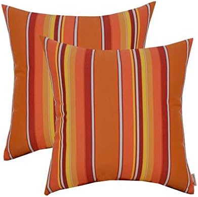 RSH DECOR: Sunbrella Square Throw Pillows Set of 2 | 24" x 24" | Water and Fade-Resistant Performance Fabric | Outdoor Pillow Covers with Down-Alternative Inserts | Dolce Mango