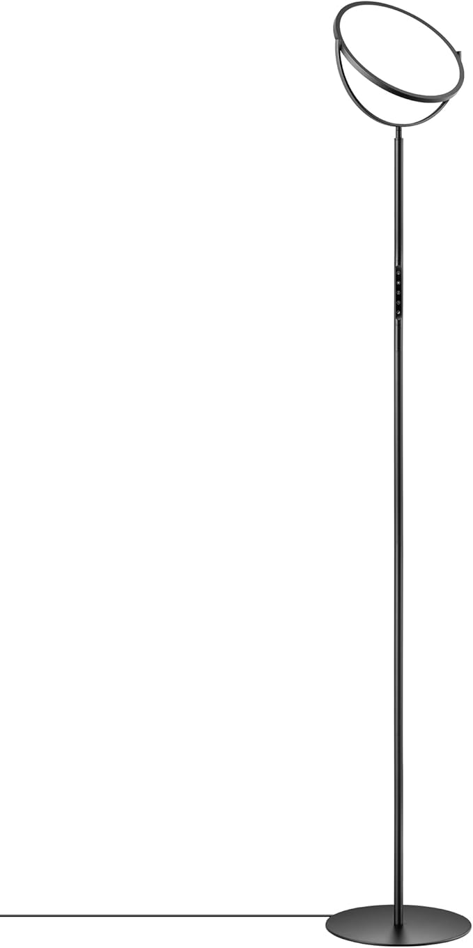 EDISHINE 76" Tall Floor Lamp, 28W 2500LM Bright LED Lights for Living Room, 300° Flexible Head Reading Lamps with Remote, 2700K-6500K Dimmable Minimalist Torchiere Corner Lamp for Bedroom Office Black