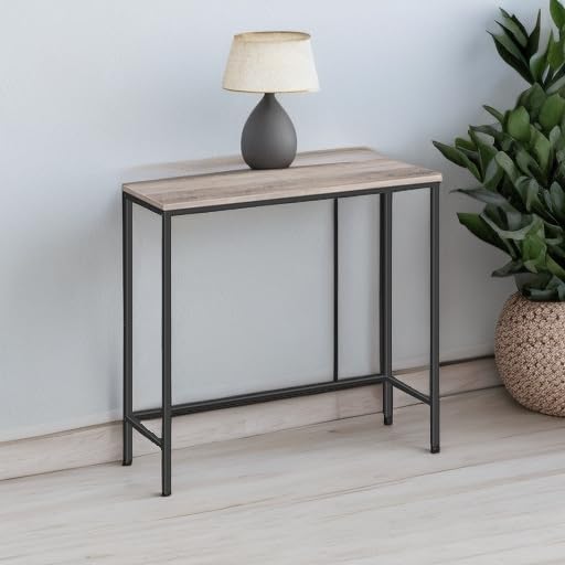 HOOBRO Narrow Console Table, 29.5" Small Entryway Table, Thin Sofa Table, Side Table, Display Table, for Hallway, Bedroom, Living Room, Foyer, Greige and Black BG75XG01