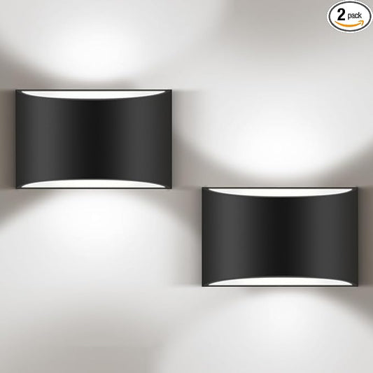 Modern LED Wall Sconces Set of Two,Cool White 6000K Hardwired Black Wall Lights Up and Down Wall Mount Light(with G9 Bulbs)