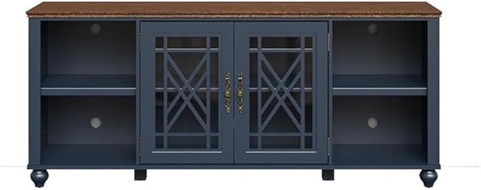 70" Vintage TV Stand with Carved Doors for TVs Up to 80" - Navy