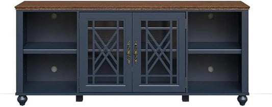 70" Vintage TV Stand with Carved Doors for TVs Up to 80" - Navy