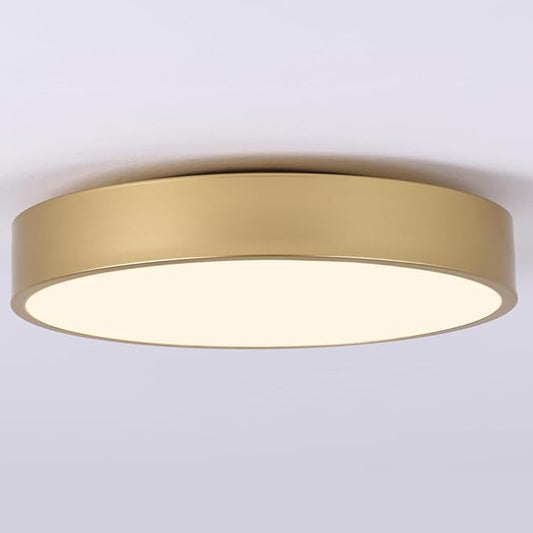 Modern Gold Flush Mount Ceiling Light, 3-Lights Round Ceiling Light, Minimalistic Ceiling Lamp Acrylic Shade Lighting Fixture for Bedroom Laundry Room Bathroom Hallway(15.8 Inch)