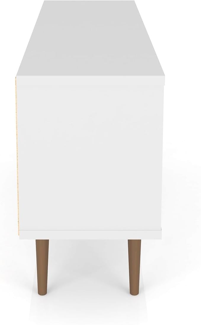 Manhattan Comfort Liberty Mid Century Modern TV Stand for Televisions up to 50 Inches, Bedroom and Living Room Entertainment Center with Storage, Shelves, and Cabinet, 53" Wide, White/3d Print