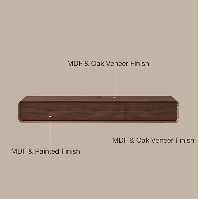 POVISON Fully-Assembled Minimalist Floating TV Stand, Modern Wall-Mounted Entertainment Center with 3 Flip-Down Cabinet Doors, Solid Wood Media Console, 70.87"