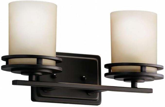 Kichler Hendrik 14.5" 2 Light Vanity Light with Light Umber Etched Glass Olde Bronze®