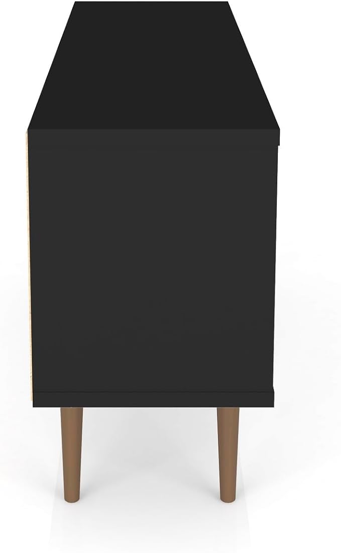 Manhattan Comfort Liberty Mid Century Modern TV Stand for Televisions up to 50 Inches, Bedroom and Living Room Entertainment Center with Storage, Shelves, and Cabinet, 53" Wide, Black