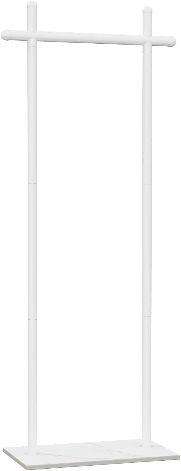 Coat Rack Freestanding with Natural Rock Base, Metal Coat Hanger Stand, Industrial Garment Rack, Clothes Tree, Suitable For Outerwear, Hats, Handbags, 68.9in, White