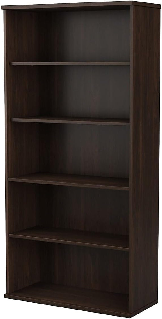 Bush Business Furniture Hybrid Tall 5 Shelf Bookcase in Black Walnut
