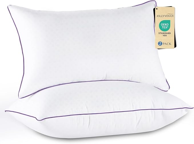 JOLLYVOGUE Pillows King Size Set of 2, Washable Supportive Bed Pillows with Super Soft Down Alternative Fill, Luxury Fluffy Hotel Quality for Side, Back, and Stomach Sleepers