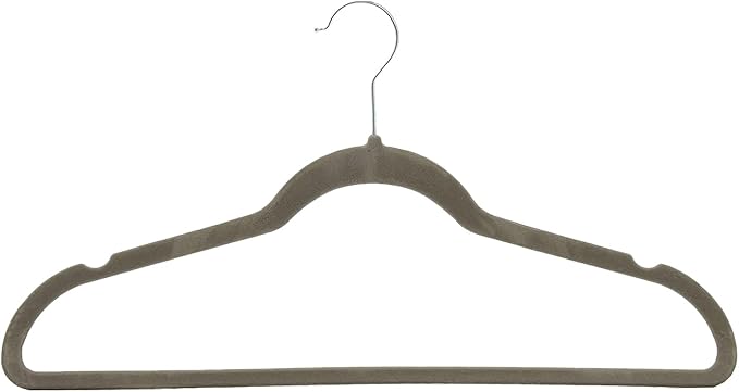Amazon Basics Slim, Velvet, Non-Slip Suit Clothes Hangers, Gray/Silver - Pack of 30