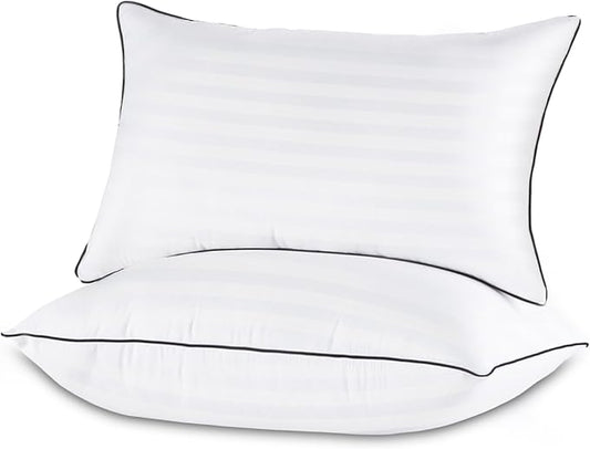 GOHOME Pillows Queen Size Set of 2 - Bed Pillows for Sleeping 2 Pack, Cooling Supportive Hotel Pillows with Premium Soft Down Alternative Fill for Side Stomach and Back Sleepers