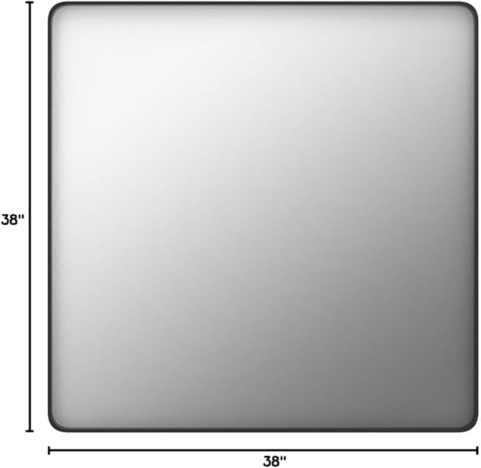 Black Bathroom Mirror 38X38 Inch, Black Metal Framed Mirror for Wall, Rounded Rectangle Matte Bathroom Vanity Mirror with Tempered Glass, Anti-Rust, Horizontal/Vertical