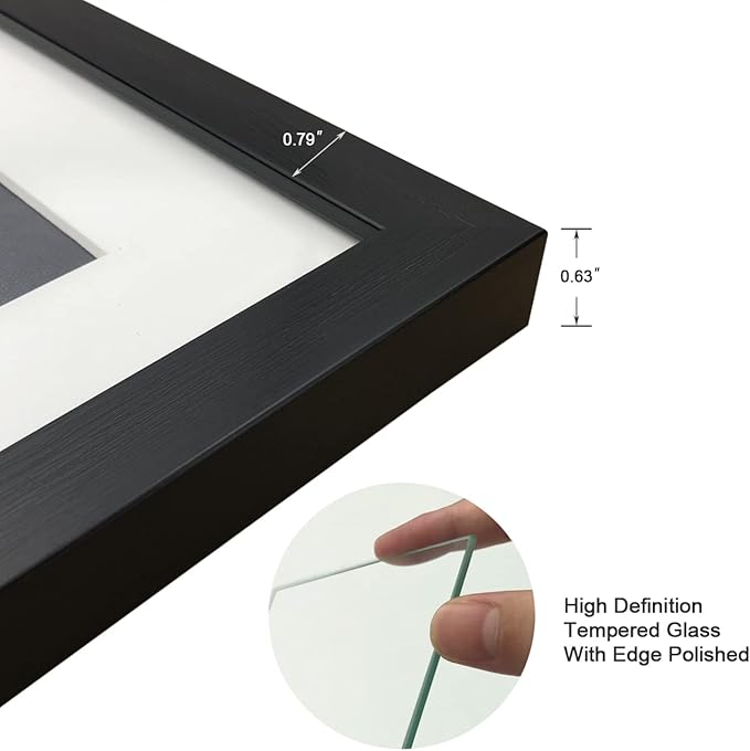 8x10 Picture Frame Set of 3 with Real Glass for Pictures 5x7 with Mat or 8x10 Without Mat, Wall Mounting or Tabletop display Photo Frames in Black
