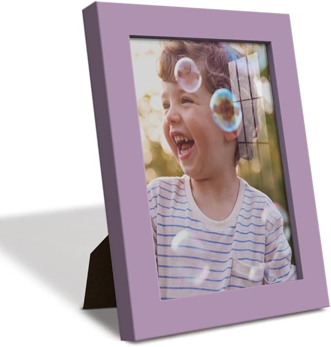 Renditions Gallery 5x7 inch Picture Frame High-end Modern Style, Made of Solid Wood and High Definition Glass Ready for Wall and Tabletop Photo Display, Violet Frame