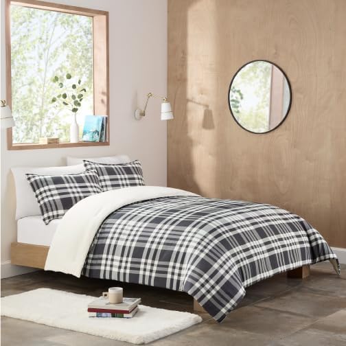 UGG 32545 Leonora Twin XL 2-Piece Comforter Set Prewashed for Extra Comfort Soft Box Stitch Design for Even Fill Distribution Easy Care Comforter and 1 Pillow Sham Bedding Set, Twin, Ocean Plaid