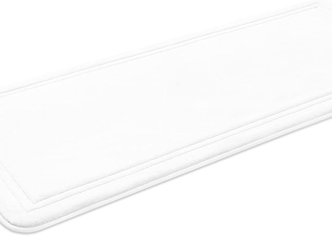 ITSOFT Memory Foam Bath Mat 59x23, Non Slip, Machine Washable, Quick Dry & Absorbent Rugs, Bath Mats for Bathroom Floor, Tub & Shower, Bathroom Rug, White