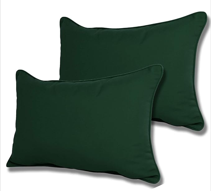 Comfort Classics Set of 2 Sunbrella Outdoor/Indoor Welted Lumbar Pillows Inc. (Forest Green)