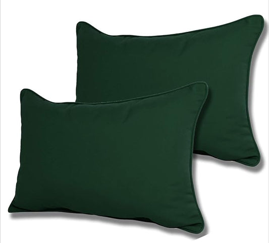 Comfort Classics Set of 2 Sunbrella Outdoor/Indoor Welted Lumbar Pillows Inc. (Forest Green)