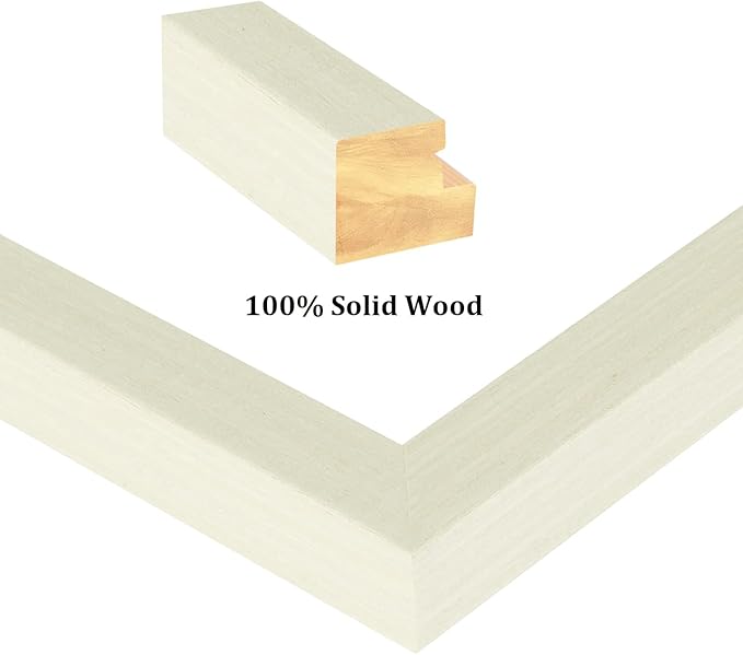 Egofine A4 Picture Frame Made of Solid Wood with Plexiglass, Display Pictures 4x6/6x8 with Mat or A4 Without Mat for Tabletop and Wall Mounting, Beige