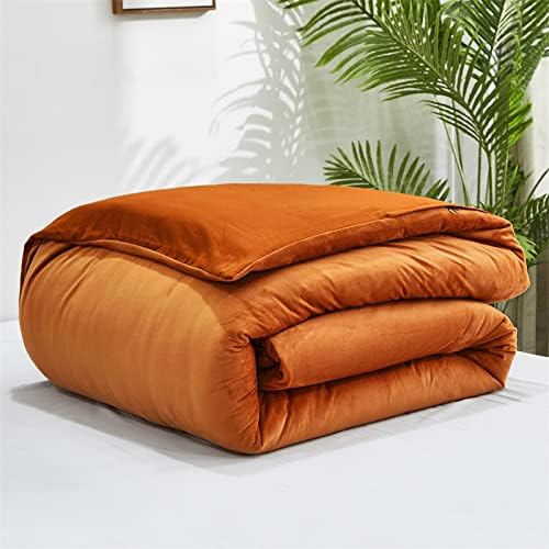 Cottonight Caramel Velvet Comforter King Burnt Orange Bedding Flannel Plush Fluffy Winter Quilts Blanket Soft Warm Reddish Terracotta Set for Women & Men