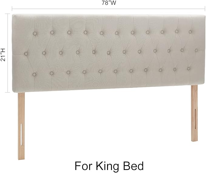Kingfun Headboards for King Size Bed in Modern Button Design, Premium Linen Fabric Upholstered Tufted Bed Headboard, Adjustable Solid Wood Head Board, Beige