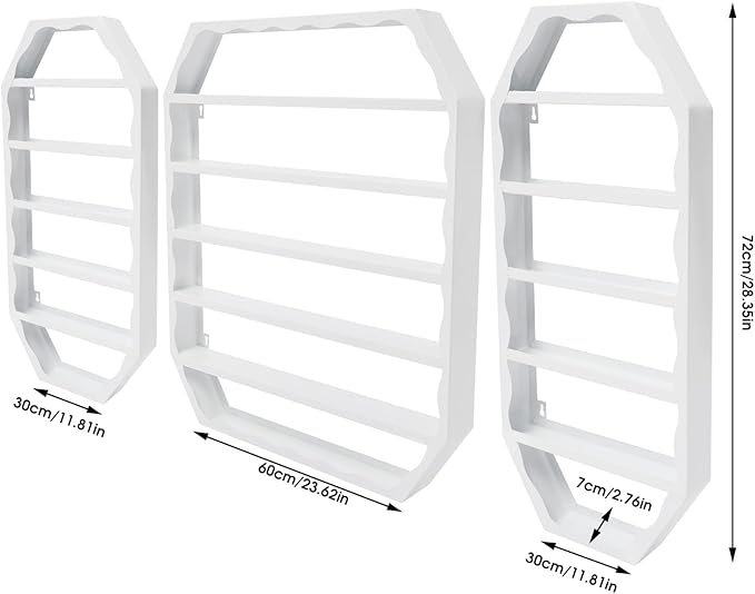 Metal Nail Polish Storage Rack, Wall Mounted Cosmetic Display Case, Lipstick Shelf, Essential Oil Organizer for Bottles, Spa Nail Salon (White)