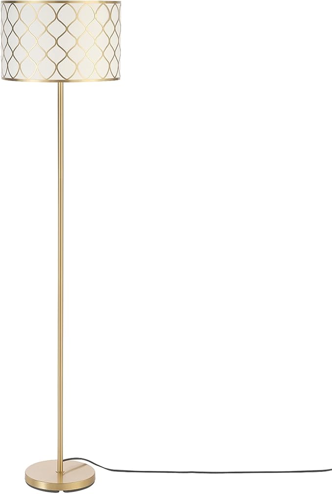 Globe Electric 65787 Kinsley 65" Floor Lamp, Matte Brass, Metal Mesh Over Cotton Shade