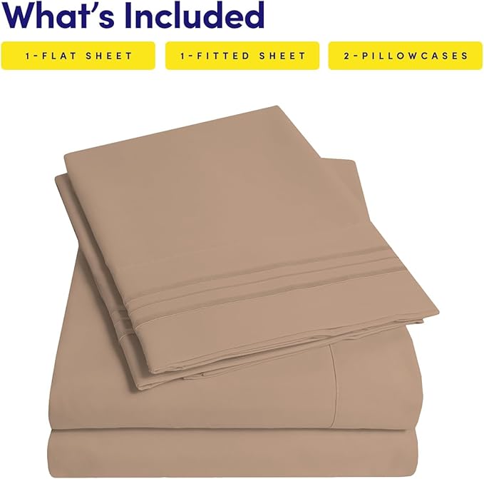 1500 Supreme Collection Queen Sheet Sets Taupe - Luxury Hotel Bed Sheets and Pillowcase Set for Queen Mattress - Extra Soft, Elastic Corner Straps, Deep Pocket Sheets, Queen Taupe