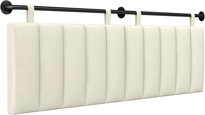 Wall Mounted Headboard King Headboards Only Comfortable Velvet Vertical Channel Headboards for Adjustable Size Bed (Velvet Beige, King)