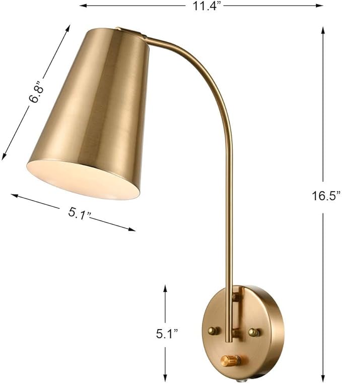 DANXU Modern Plug in Wall Sconce with Cord Set of 2 Gold Wall Light