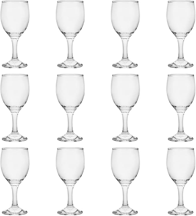 HEIGHT 5.6 Inches 120ML 4 Ounce - Set of 12 Classic Red Small Wine Glasses Durable Clear White Lead-free Glass Cup For Party (Glass, 12Pcs4OZ)