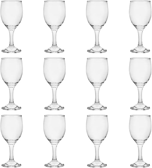 HEIGHT 5.6 Inches 120ML 4 Ounce - Set of 12 Classic Red Small Wine Glasses Durable Clear White Lead-free Glass Cup For Party (Glass, 12Pcs4OZ)