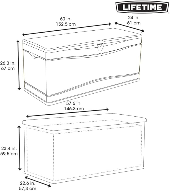 Lifetime 60012 Extra Large Deck Box, 130 Gallon, Desert Sand/Brown