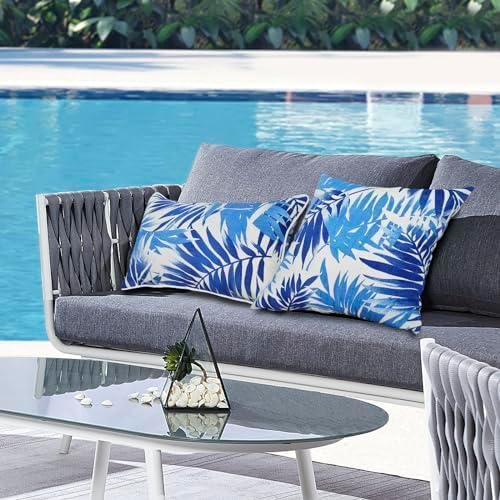 Outdoor Throw Pillows - Decorative Pillows with Insert Included Set of 2 Outdoor Pillows for Patio Furniture 18x18 Inch