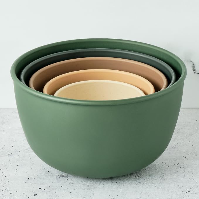 Bamboozle Mixing Bowls | 5 Piece Plant-Based Nesting Bowl Set | Matte Finish | Multi-Color | Dishwasher and Microwave Safe | Alpine Forest