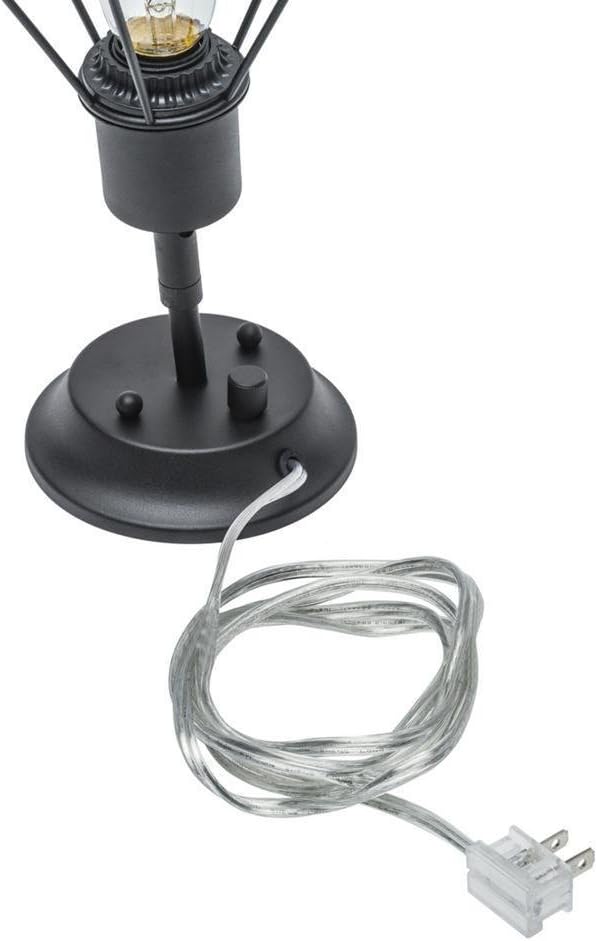 GLOBE Electric 65291 1-Light Plug-in or Hardwire Industrial Cage Wall Sconce, Matte Black Finish, On/Off Rotary Switch, 6ft Clear Cord, Wall Lights for Bedroom, Bulb Not Included