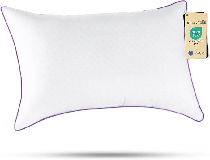 JOLLYVOGUE Pillows Standard Size Set of 1, Washable Supportive Bed Pillows with Super Soft Down Alternative Fill, Luxury Fluffy Hotel Quality for Side, Back, and Stomach Sleepers